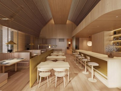 现代原木风餐厅3D模型下载